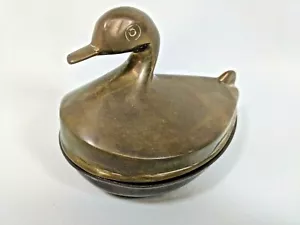Vintage Messing Ente Vogel bedeckt Schale Schmuck Schmuckkästchen Behälter mit Deckel - Bild 1 von 12