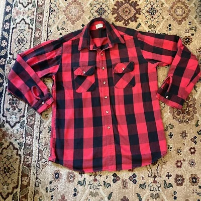 Camisa De Colección Five Brother Gruesa Suave Franela Hombres L Buffalo Cuadros EE. UU. Roja y Negra Foto 1 de 4