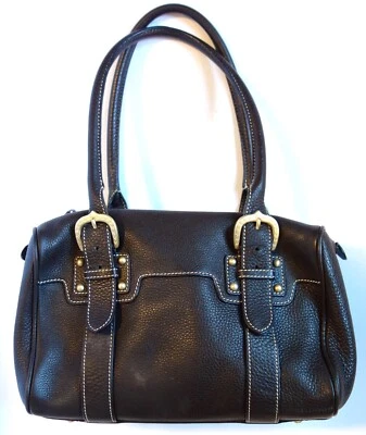 Vtg DOONEY+BOURKE Brown Genuine Leather Duffel Doctor East West Bag DIY Repairs - Image 1 of 4