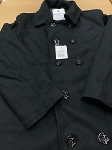US Navy Double Breasted BLACK Wool Pea Coat #088-15012 Size 36 SMALL ROTHCO