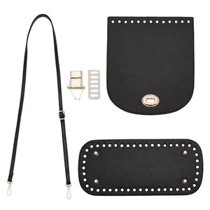 Black PU Leather Bag Making Kits DIY Knitting Crochet Bags Bottom Shaper Incl... - Picture 1 of 6