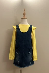 DENIM DRESS SET Girls denim jumper and top. size 6/7 - Picture 1 of 6