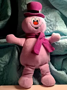 FROSTY THE SNOWMAN Pink Snowman wearing a Purple Hat & Scarf - Picture 1 of 12