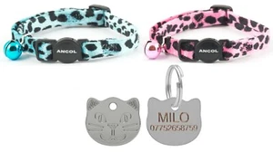 Cat Collar Ancol Leopard Print Safety Quick Release With 22mm Cat Face Id Tag - Picture 1 of 3