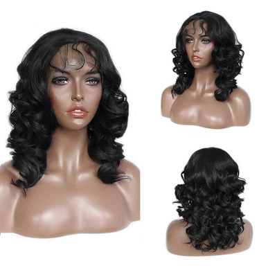 Pelucas frontales de encaje Bob de onda corta peluca de cabello de fibra sintética resistente al calor 14 pulgadas Foto 1 de 4