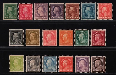 1917-1919 US SC 498-518 (Omit 500 + 505) Set of 19 MLH F/VF to XF, Bright Color - Image 1 of 3