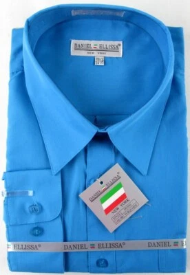 NWT Daniel Ellissa Men's Turquoise Blue Dress Shirt, 18-1/2 (34/35) - Image 1 of 2