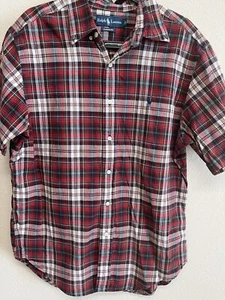Ralph Lauren Kurzarm kariertes Button-Down Hemd Gr. L weinbeige - Bild 1 von 9