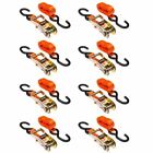 8-Pack of 1" x 6' Ratchet Straps with S-Hooks