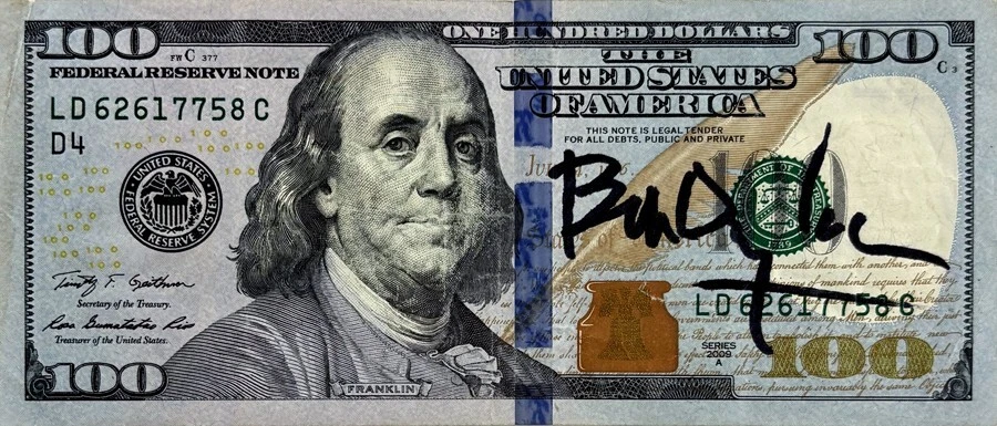 8x10 Print Bob Dylan $100 Dollar Bill Signed #PSSN - Image 1 of 1