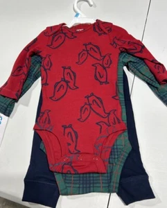 Carters Baby Boy 3 Piece Knit Penguin Outfit Size 6 Months New - Picture 1 of 7