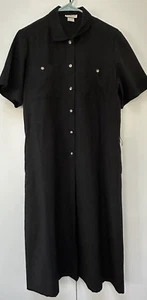 Orvis Kleid Damen 12 Schwarz Kurzarm Knöpfe Pullover Taschen Freizeit Vintage - Bild 1 von 9