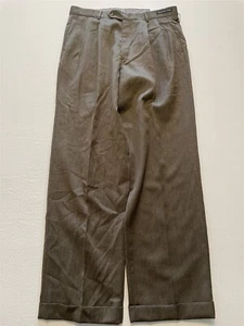 NWT Profilo Ballin 34 x 32 Brown Cord Textured Super 100's Wool Pleated Trousers - Picture 1 of 10
