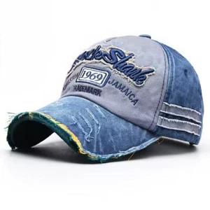Men Women Spring Worn Cotton Washed Baseball Hat Letter Embroidery Sunshade Cap - Picture 1 of 12