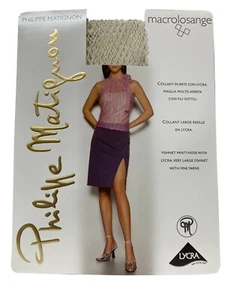 PHILIPPE MATIGNON Women's Wide Mesh Tights Art MACROLOSANGE Ivory - Picture 1 of 2