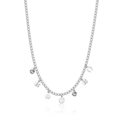 COLLANA IN ACCIAIO DA DONNA CON CIONDOLI FORTUNA S'AGAPO MESSAGE SSG03 (2335) - Immagine 1 di 2