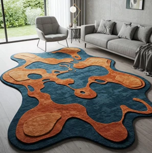 100% Wool Rug Area Tufted Hand Living Modern Carpet Room Bedroom for Handmade - Picture 1 of 7