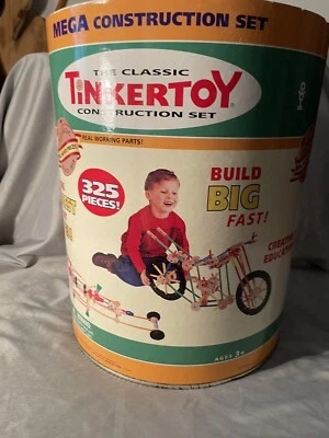 Juego de construcción Tinkertoy clásico vintage mega construcción madera real sin tapa 238 piezas Foto 1 de 4