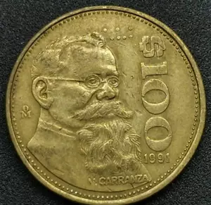 Error Eagle / Carranza 100 Pesos 1991 MEXICO (568E) - Picture 1 of 5