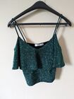 Zara Knit Green Sparkly Frilly Top Size S