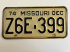 1974 Missouri License Plate 100% All Original