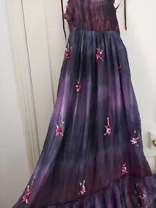 All Saints Hina Silk Maxi Dress UK10 12 Tie Dye Sequins Purple Black Red Grey - Picture 1 of 9