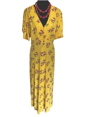 Hermoso Vestido Floral Amarillo Manga Abullonada Jill Stuart para Mujer Talla 6 Foto 1 de 4