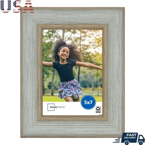 Teal Picture Frame 5x7 Tabletop Display Glass Front Multi-Directional Hanger New - Picture 1 of 8