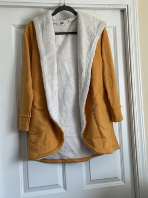Z Avenue US Size Small Mustard Goldenrod Yellow Lined Open Cardigan With Hood - Image 1 of 3