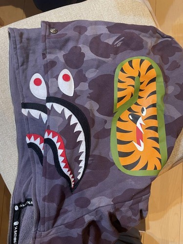 A BATHING APE (BAPE) Felpa con cappuccio Bape Shark UOMO Bape doppia zip intera usata ottima JP taglia 49