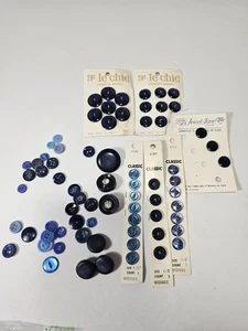 Vtg Assorted Le Chic Buttons & Many More Brands Blue Button Lot. Vintage - Picture 1 of 6