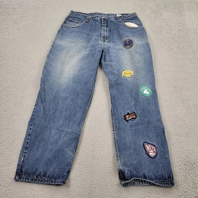 Jeans NBA Para Hombre 40 Azul Recto Equipo Logotipos Bordados Denim Medidas 38x30 Foto 1 de 4