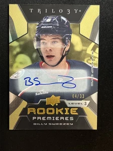 23-24 UD Trilogy RC Auto Rare Gold Rookie Premiers 215 Billy Sweezey /33 Bruins - Picture 1 of 2