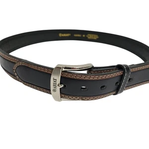 Cinturón de cuero Ariat para hombre A10005802 negro marrón costuras hebilla plateada talla 40 - Imagen 1 de 4