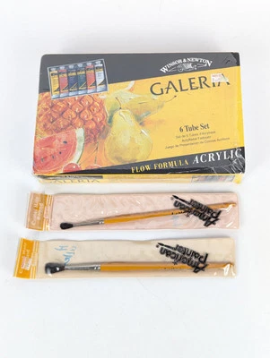 Conjunto de tubos e escovas de cabelo de camelo Winsor & Newton Galeria tinta acrílica fl oz 6 x 2 - Imagem 1 de 4