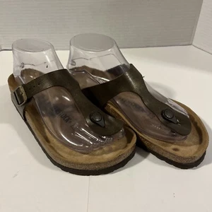 Birkenstock Gizeh Sandals Size EU 38 - US 7 Brown Strap Buckle Toe-Post Bohemian - Picture 1 of 19