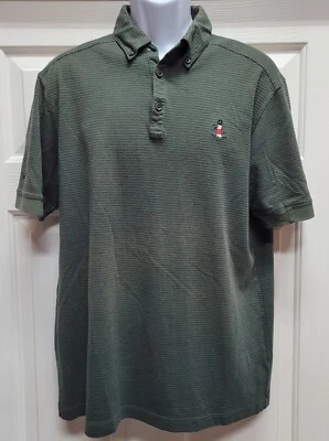 Camisa Polo Callaway Para Hombre L Lujo Algodón Rayas Verde Oliva Logo Faro Foto 1 de 4