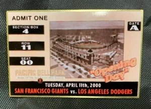 2000 pin de día de apertura San Francisco Giants Los Angeles Dodgers Pacific Bell Park - Imagen 1 de 1