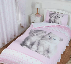 TENDE BIANCHERIA DA LETTO MISTY & MAC GATTINO A POIS GINGHAM ROSA BIANCO RACHAEL HALE - Foto 1 di 5