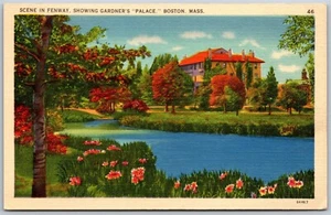 Vintage Boston Massachusetts MA Szene in Fenway Gardner's Palace 1930er Ansicht Postkarte - Bild 1 von 2