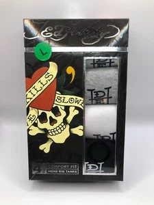 Ed Hardy Comfort Fit Mens Rib Tank 4-Pack Size Large Gray Black White Tank Top - Picture 1 of 3