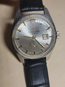 Reloj Pulsera Jean Cardot 17j Vintage Cuerda Manual Sub Segundos Funciona Bien - Imagen 1 de 8