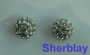 Monet Signed Disco Ball Post Rhinestones Silver Tone Earrings Wedding Bridal - Picture 1 of 3