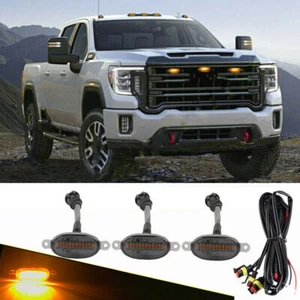 For GMC Sierra 2500 HD 14-24 smoke Raptor Style Front Grill LED Marker Light Kit - Picture 1 of 3