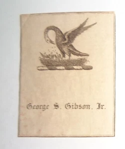 George S. Gibson, Jr. Ex Libris Bookplate - 19th century, miniature - Imagen 1 de 2