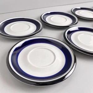 (8) ARABIA Martsila Finland Stoneware Saucers Blue Stripe 6 1/4 in - Set Of 8 - Picture 1 of 20
