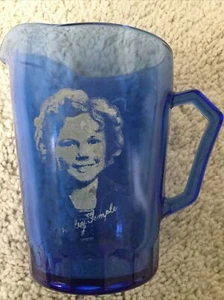Vintage Hazel Atlas Shirley Temple Small Glass Pitcher Cobalt Blue~Crisp Image - Picture 1 of 6