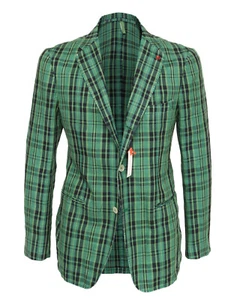 NWT ISAIA NAPOLI SPORT COAT jacket green linen cotton luxury Italy 48 - Picture 1 of 5