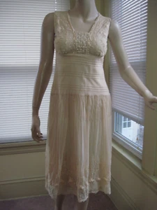 Anthropologie Odille Dress Peach Sojourn Lace Overlay Romantic Flapper  Sz 2 EUC - Picture 1 of 4