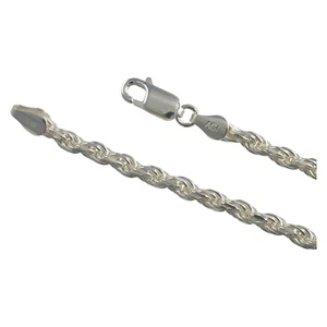Cuerda de corte de diamante de plata esterlina 080 4 mm cadena de pulsera italiana 0,925 joyería - Imagen 1 de 12